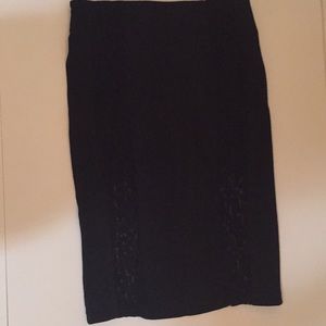 Black Pencil Skirt w/ Cheetah Print Lace